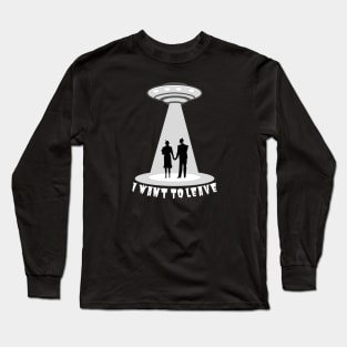 I Want To Leave UFO - VIntage Retro Couple Long Sleeve T-Shirt